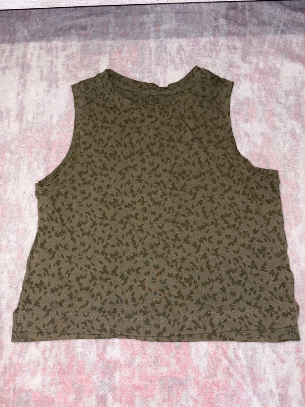 Olive Green Printed Athletic Tank